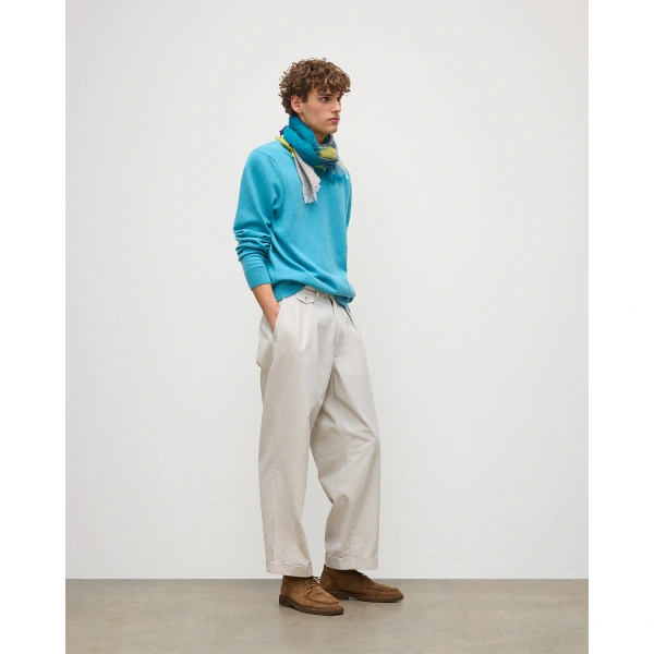 Johnstons of Elgin Rory Bright Blue Classic Cashmere Crew Jumper