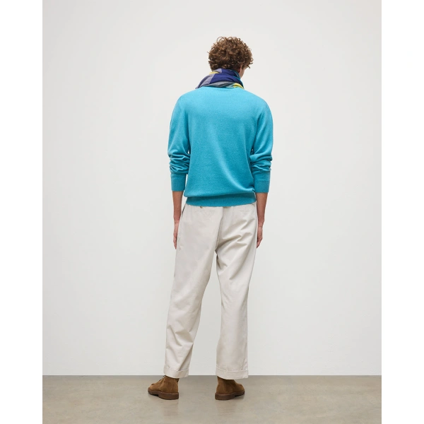 Johnstons of Elgin Rory Bright Blue Classic Cashmere Crew Jumper
