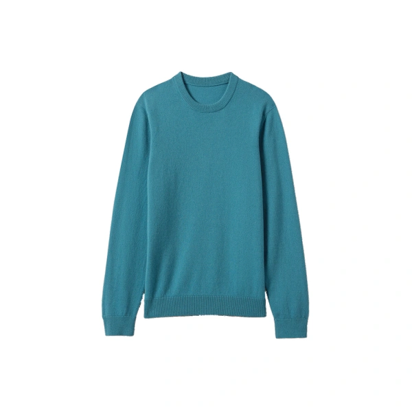 Johnstons of Elgin Rory Bright Blue Classic Cashmere Crew Jumper | Men Knitwear | Coveti