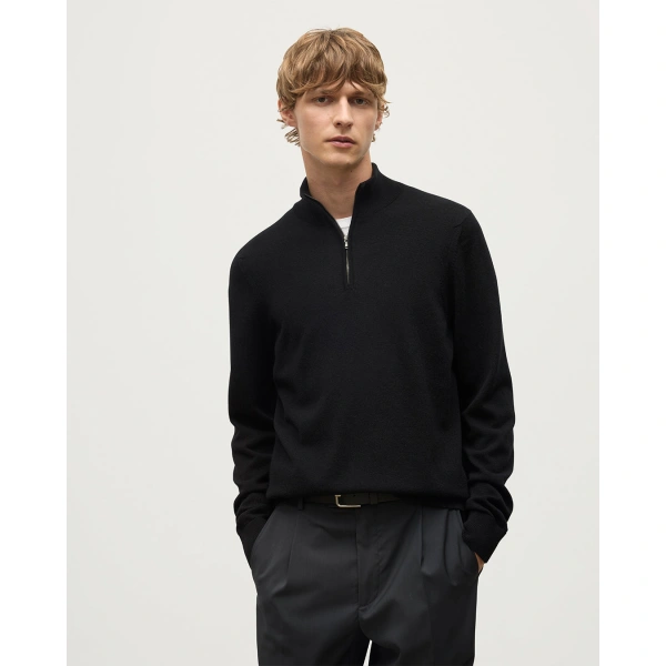 Johnstons of Elgin Rory Cashmere Classic Black Zip Neck Jumper