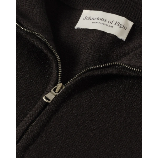 Johnstons of Elgin Rory Cashmere Classic Black Zip Neck Jumper