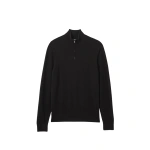 Johnstons of Elgin Rory Cashmere Classic Black Zip Neck Jumper | Men Knitwear | Coveti