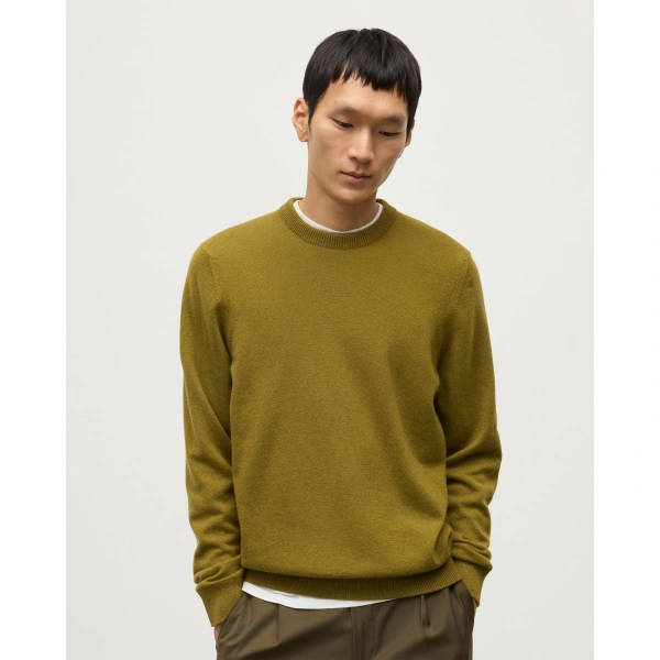 Johnstons of Elgin Rory Classic Cashmere Crew Jumper in Kelpie Green