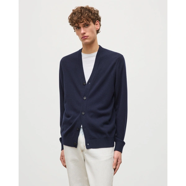 Johnstons of Elgin Rory Dark Navy Classic Cashmere Cardigan