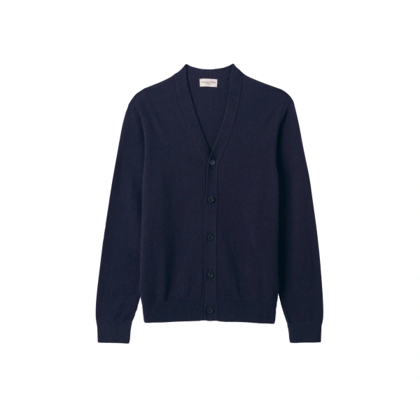 Johnstons of Elgin Rory Dark Navy Classic Cashmere Cardigan | Men Knitwear | Coveti