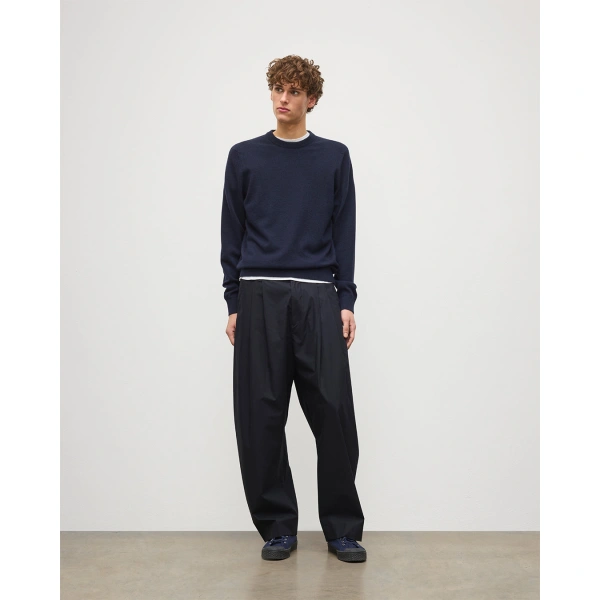 Johnstons of Elgin Rory Dark Navy Classic Cashmere Crew Jumper