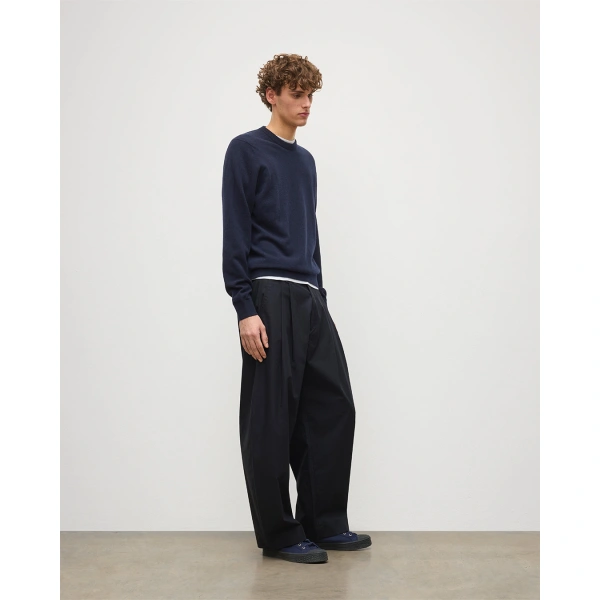 Johnstons of Elgin Rory Dark Navy Classic Cashmere Crew Jumper