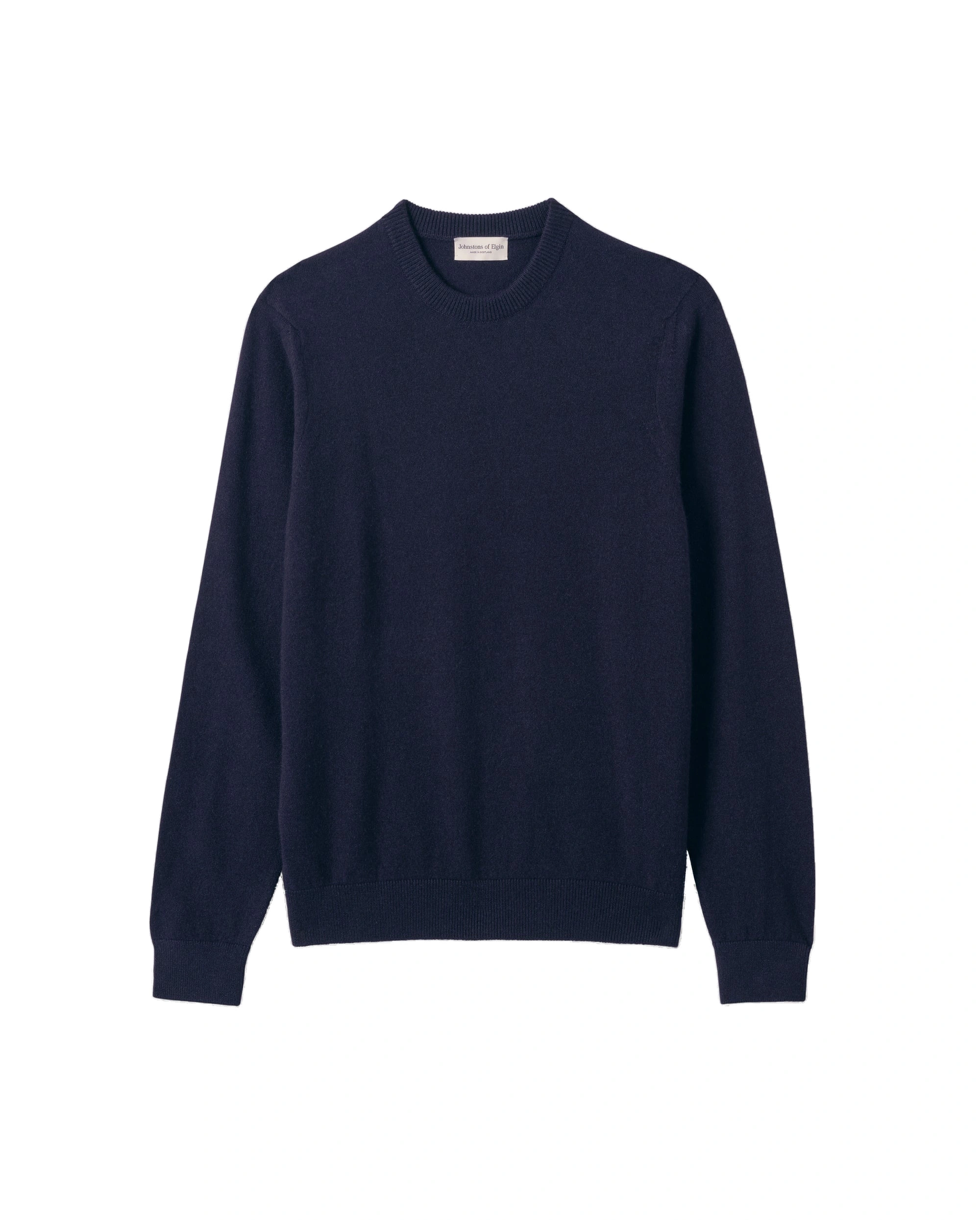 Johnstons of Elgin Rory Dark Navy Classic Cashmere Crew Jumper Johnstons of Elgin Rory Dark Navy Classic Cashmere Crew Jumper | Men Knitwear | Coveti