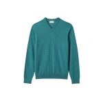 Johnstons of Elgin Rory Green Classic Cashmere V-Neck Jumper | Men Knitwear | Coveti
