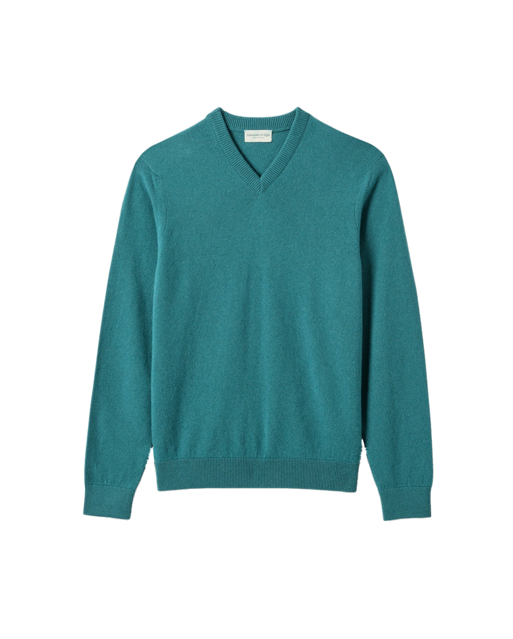 Johnstons of Elgin Rory Green Classic Cashmere V-Neck Jumper Johnstons of Elgin Rory Green Classic Cashmere V-Neck Jumper | Men Knitwear | Coveti