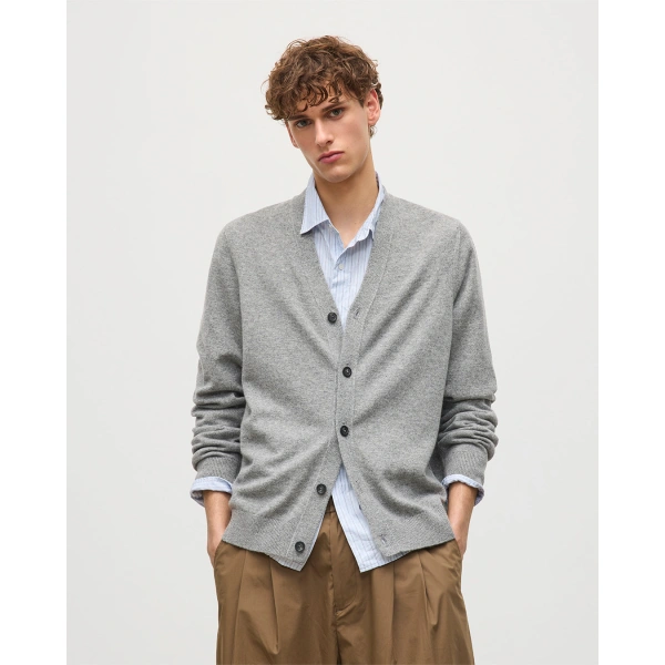 Johnstons of Elgin Rory Grey Classic Cashmere Cardigan