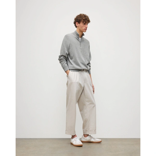 Johnstons of Elgin Rory Grey Classic Cashmere Zip Neck Jumper