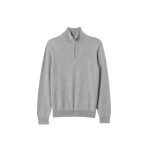 Johnstons of Elgin Rory Grey Classic Cashmere Zip Neck Jumper | Men Knitwear | Coveti