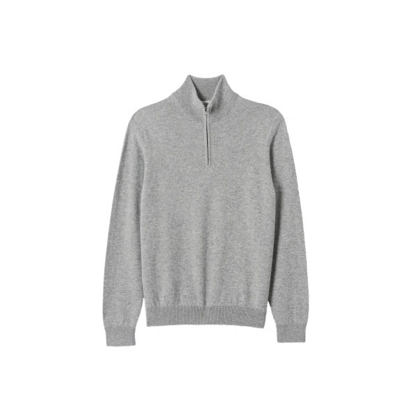 Rory Grey Classic Cashmere Zip Neck Jumper