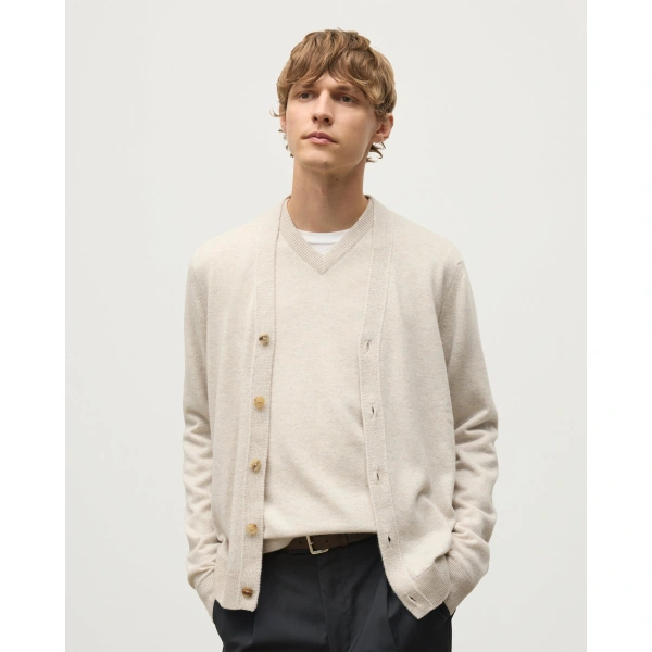 Johnstons of Elgin Rory Natural Classic Cashmere Cardigan