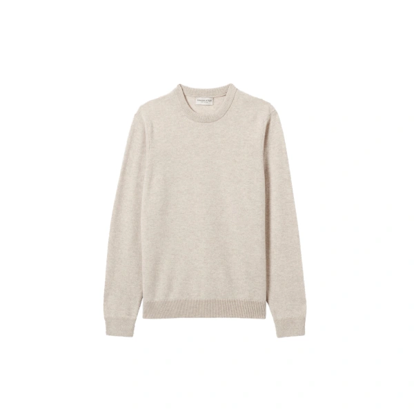 Johnstons of Elgin Rory Natural Classic Cashmere Crew Jumper | Men Knitwear | Coveti