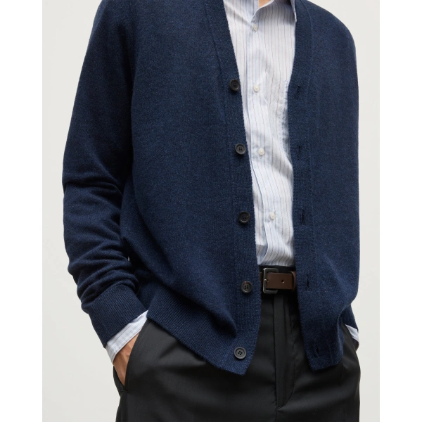Johnstons of Elgin Rory Navy Classic Cashmere Cardigan