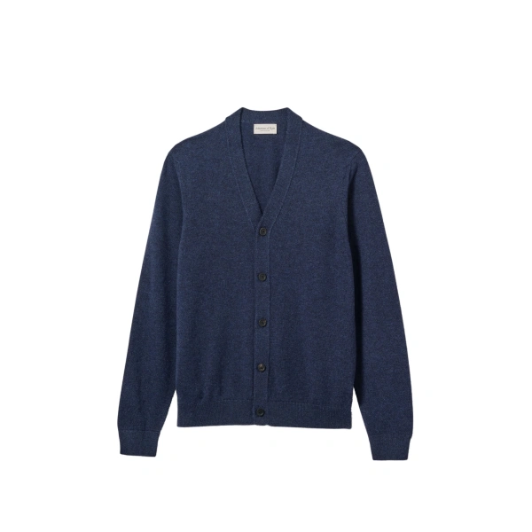 Johnstons of Elgin Rory Navy Classic Cashmere Cardigan | Men Knitwear | Coveti