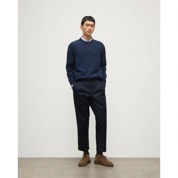 Johnstons of Elgin Rory Navy Classic Cashmere Crew Jumper