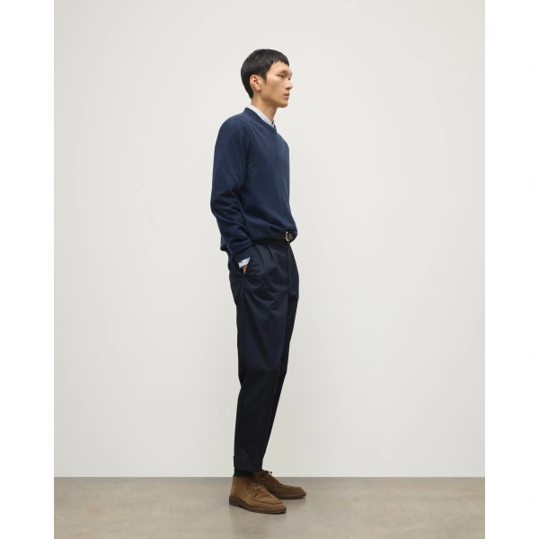 Johnstons of Elgin Rory Navy Classic Cashmere Crew Jumper
