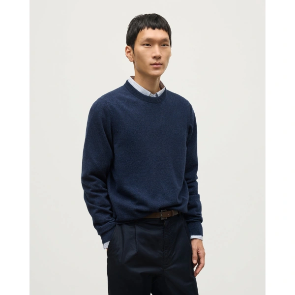 Johnstons of Elgin Rory Navy Classic Cashmere Crew Jumper