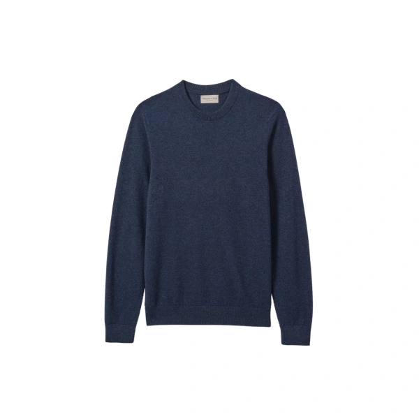 Johnstons of Elgin Rory Navy Classic Cashmere Crew Jumper | Men Knitwear | Coveti