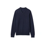 Johnstons of Elgin Rory Navy Classic Cashmere V-Neck Jumper | Men Knitwear | Coveti