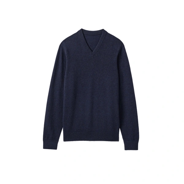 Johnstons of Elgin Rory Navy Classic Cashmere V-Neck Jumper | Men Knitwear | Coveti