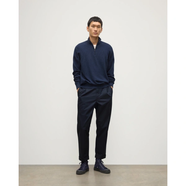 Johnstons of Elgin Rory Navy Classic Cashmere Zip Neck Jumper