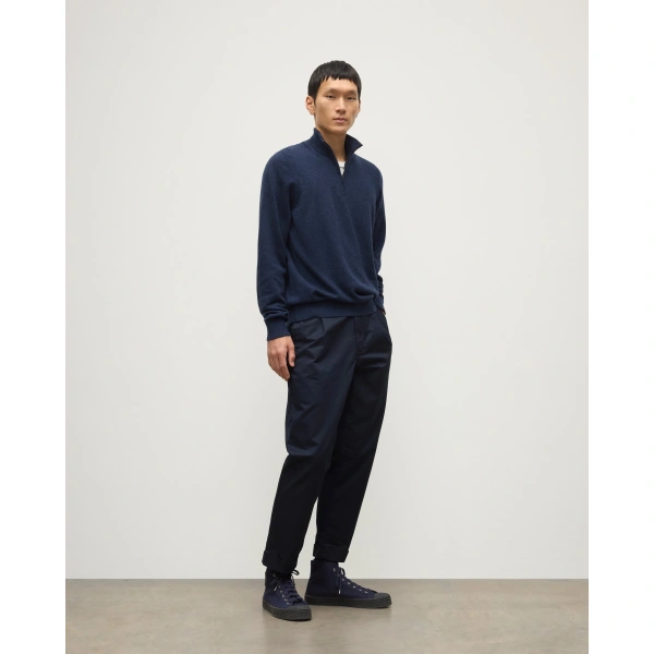 Johnstons of Elgin Rory Navy Classic Cashmere Zip Neck Jumper