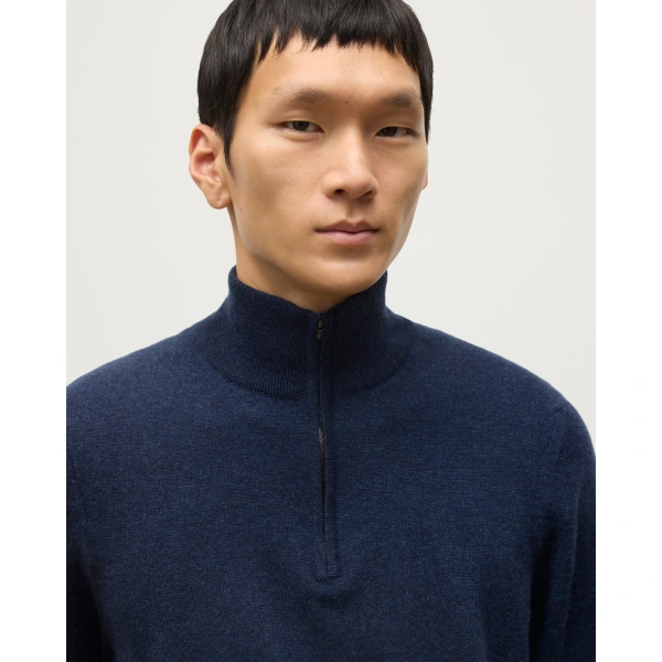 Johnstons of Elgin Rory Navy Classic Cashmere Zip Neck Jumper