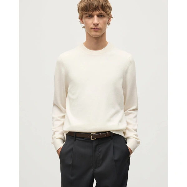 Johnstons of Elgin Rory White Classic Cashmere Crew Jumper