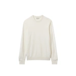 Johnstons of Elgin Rory White Classic Cashmere Crew Jumper | Men Knitwear | Coveti
