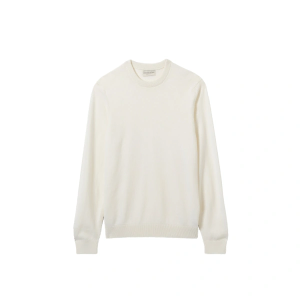 Johnstons of Elgin Rory White Classic Cashmere Crew Jumper | Men Knitwear | Coveti