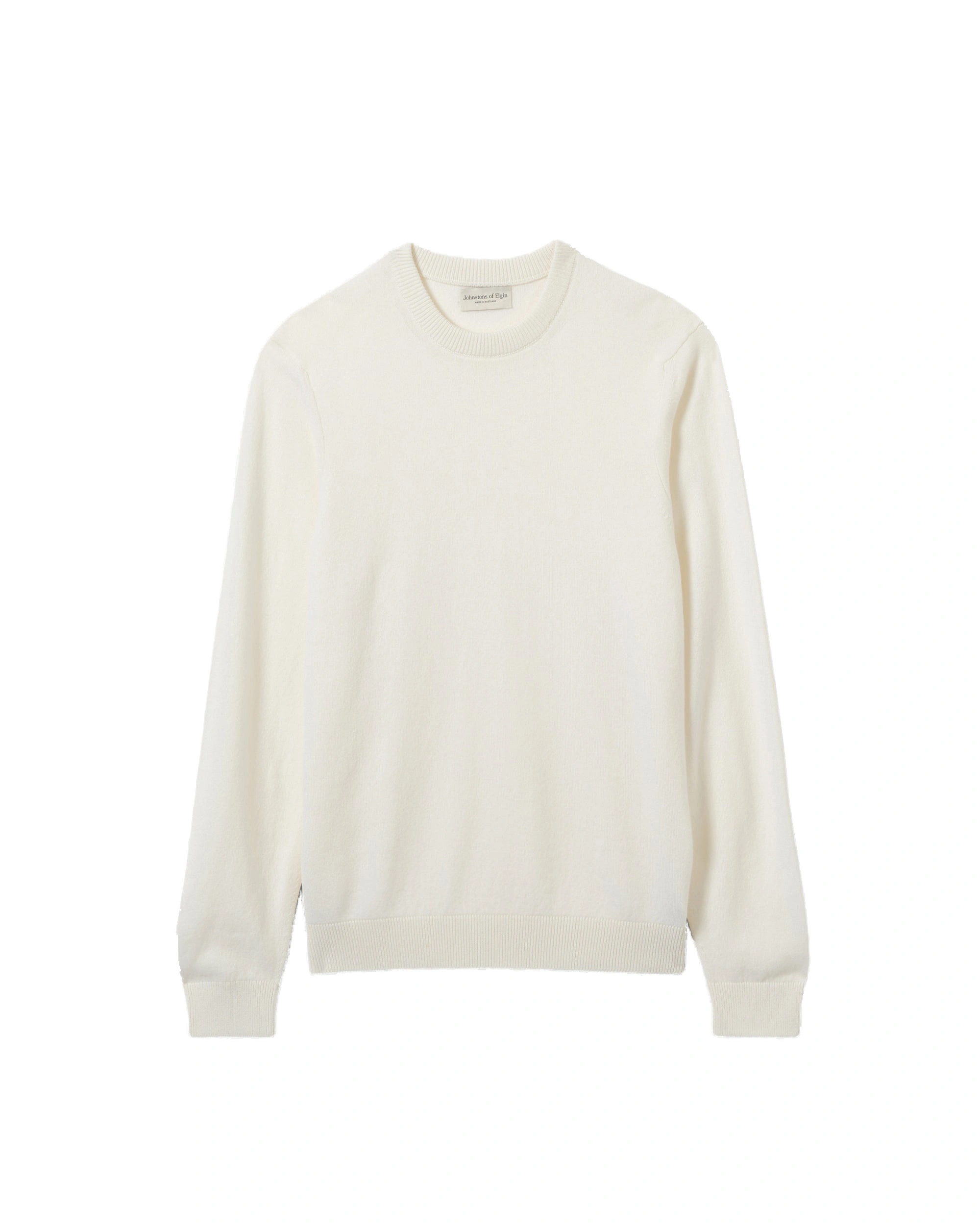 Johnstons of Elgin Rory White Classic Cashmere Crew Jumper Johnstons of Elgin Rory White Classic Cashmere Crew Jumper | Men Knitwear | Coveti