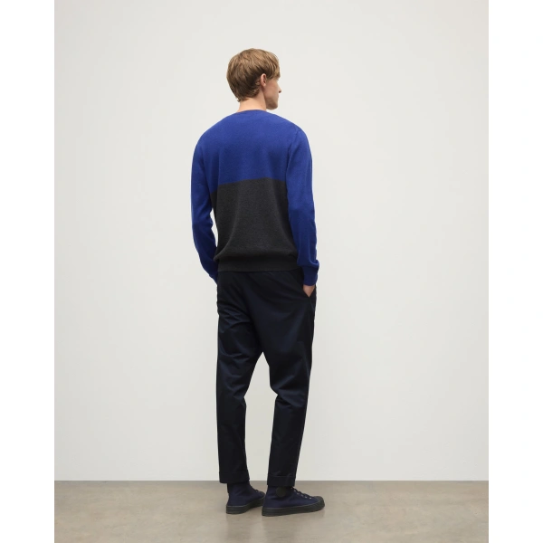 Johnstons of Elgin Shaded Charcoal & Blue Colour Block Cashmere Jumper