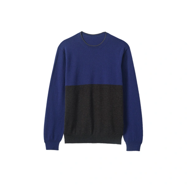 Shaded Charcoal & Blue Colour Block Cashmere Jumper