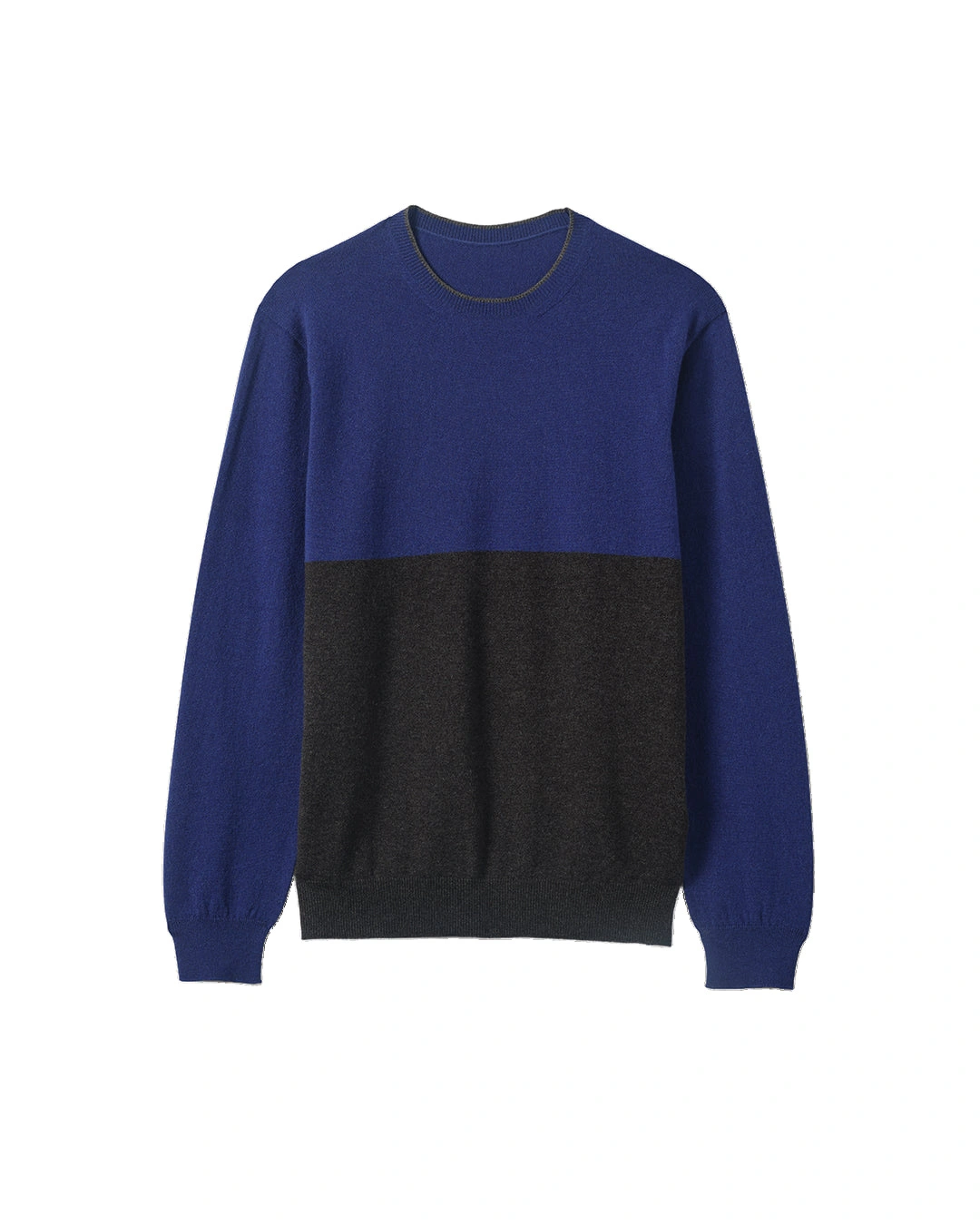 Johnstons of Elgin Shaded Charcoal & Blue Colour Block Cashmere Jumper Johnstons of Elgin Shaded Charcoal & Blue Colour Block Cashmere Jumper | Men Knitwear | Coveti