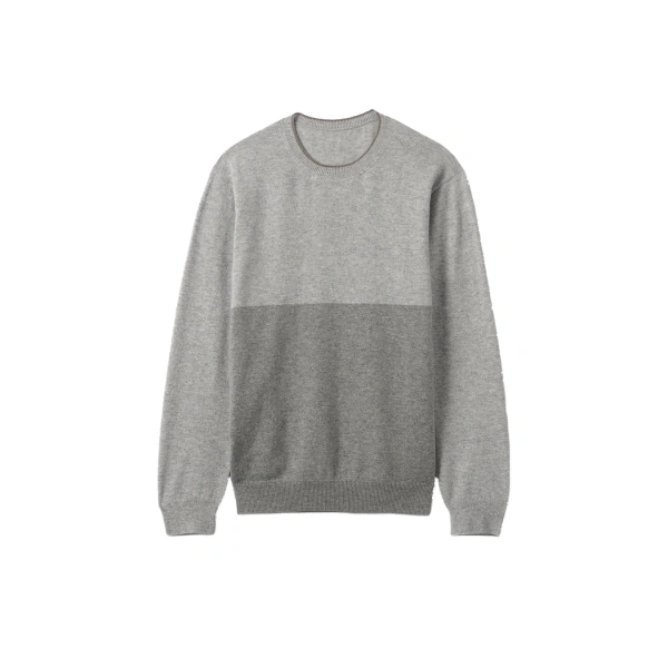 Shaded Grey Colour Block Cashmere Jumper