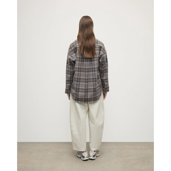 Johnstons of Elgin Slate Tweed Check Oversized Shirt