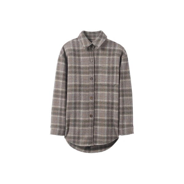 Slate Tweed Check Oversized Shirt