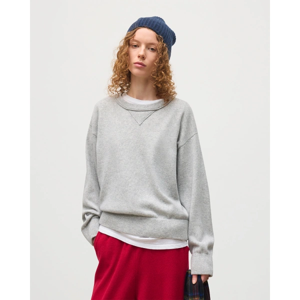 Johnstons of Elgin Stella Pale Grey Cashmere Sweatshirt
