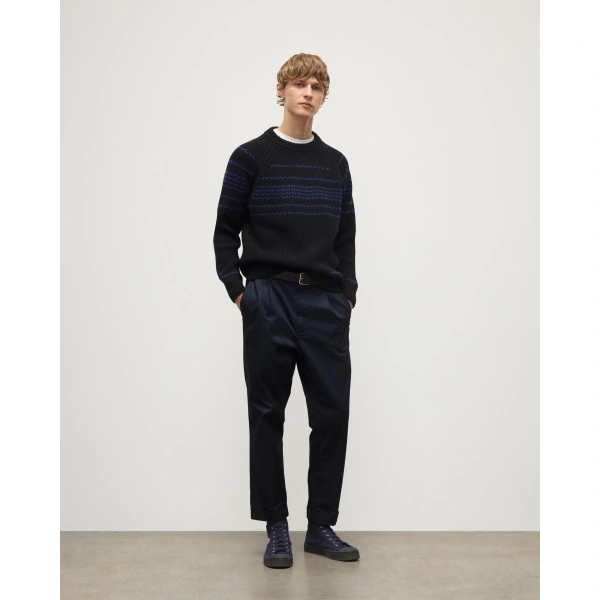Johnstons of Elgin Summit Black & Blue Cashmere Jumper