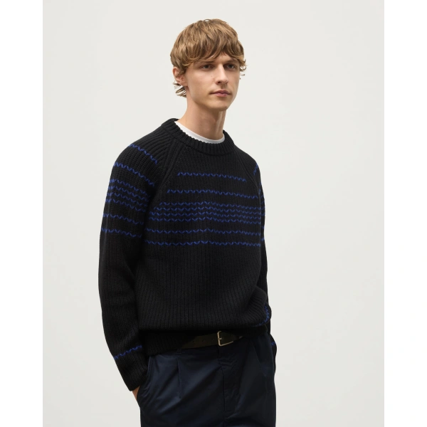 Johnstons of Elgin Summit Black & Blue Cashmere Jumper