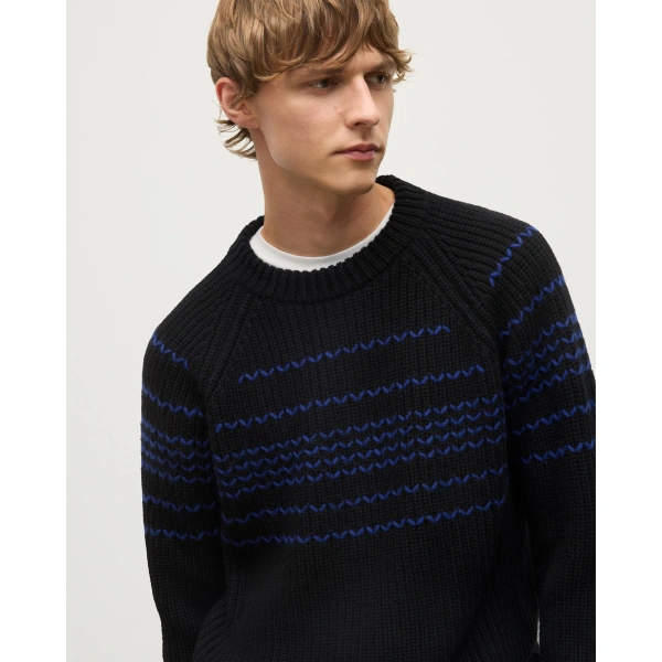 Johnstons of Elgin Summit Black & Blue Cashmere Jumper