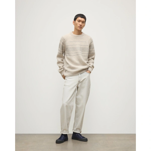 Johnstons of Elgin Summit Natural & Grey Cashmere Jumper