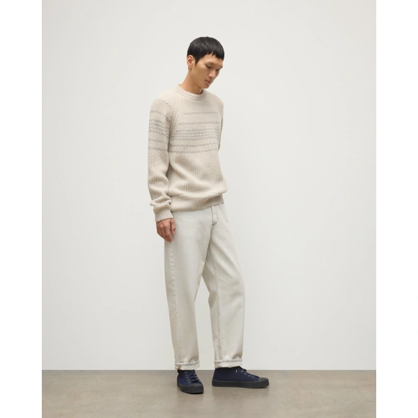 Johnstons of Elgin Summit Natural & Grey Cashmere Jumper