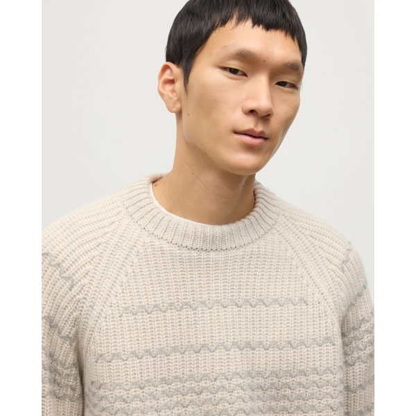 Johnstons of Elgin Summit Natural & Grey Cashmere Jumper