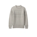 Johnstons of Elgin Summit Natural & Grey Cashmere Jumper | Men Knitwear | Coveti