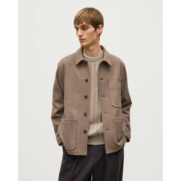 Johnstons of Elgin The Weavers Camel & Blue Herringbone Jacket